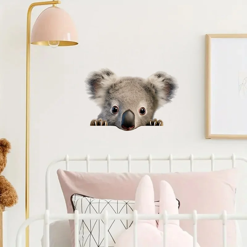90970# Cute Koala, Peeking Out with Big Eyes Toilet Stickers, Bright Wall for Home, Cabinet, Door,Decoration, Vinyl Car Decals