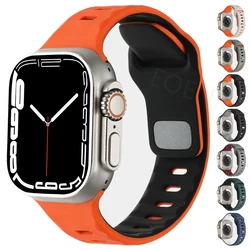 Silicone Sport Band For Apple Watch Strap 44mm 45mm 42mm 46mm Correa Bracelet iWatch Series 10 9 8 7 6 SE 5 4 Ultra 2 49mm Belt