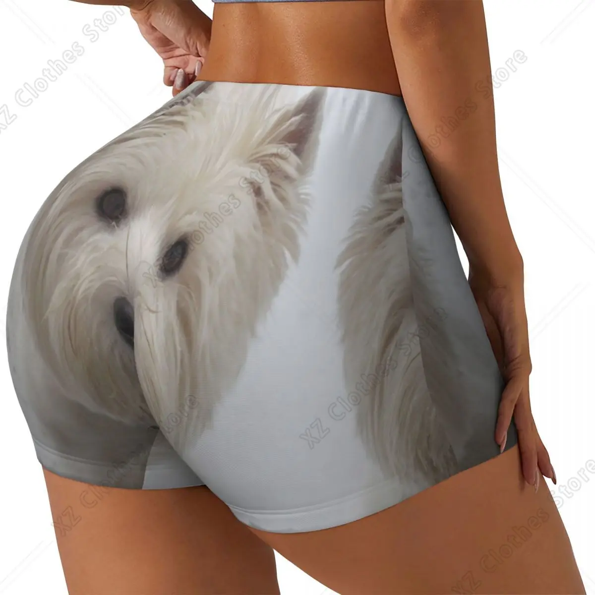Custom Cute Westie Dog Workout Shorts Women's West Highland White Terrier Puppy Gym Volleyball Biker Yoga Shorts