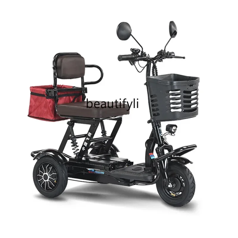 Electric tricycle household small mini men and women elderly folding light elderly walking lithium battery car