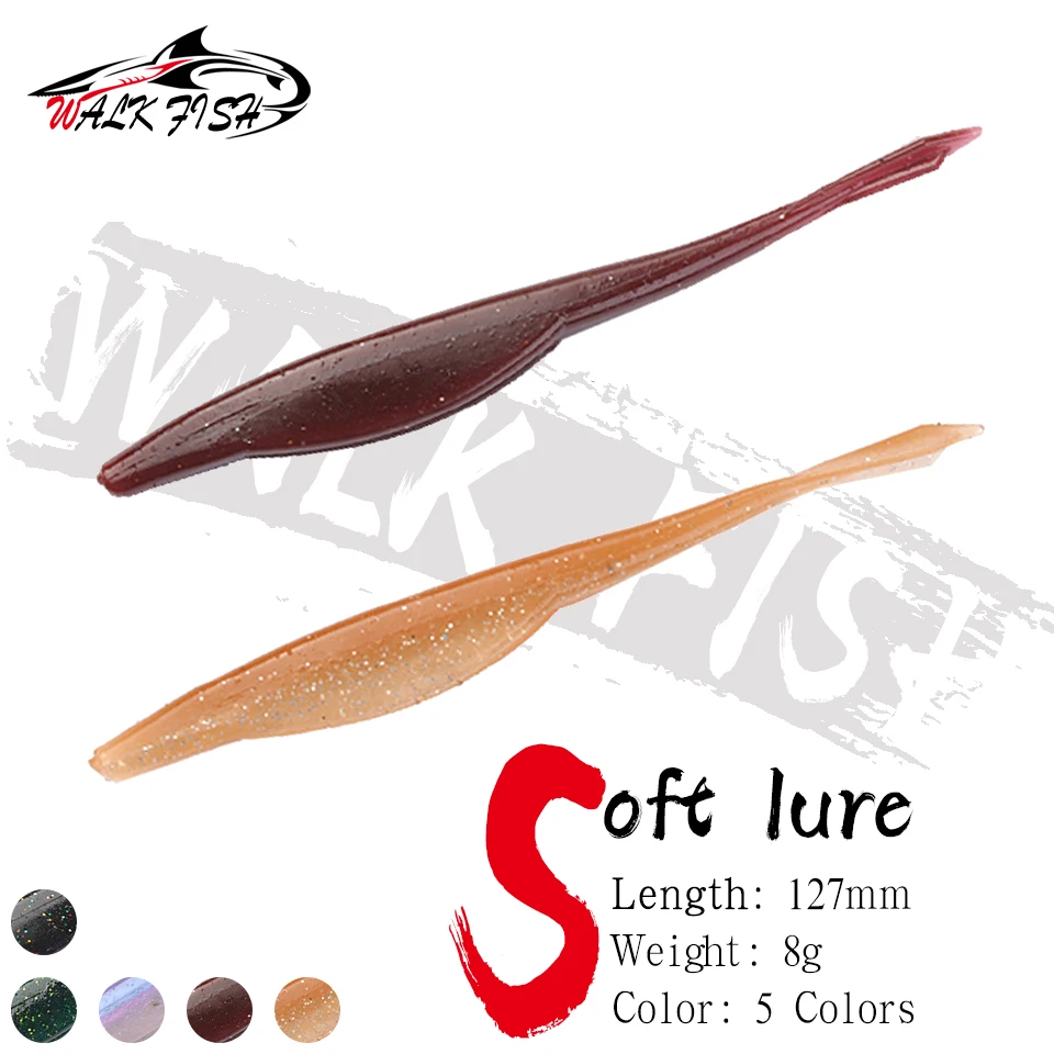 WALK FISH 6 Stück/Set 12,7cm 8g PVC Sinkende Super Weiche Angelköder für Barsch und Hecht, Minnow-Köder, Angelzubehör, Künstlicher Köder
