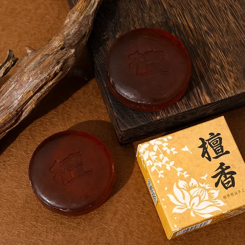 100g Chinese Sandalwood Essential Oil Soap Effective Herb Promote Sleep Essential Oil Facial Oil Control Cleansing Soap