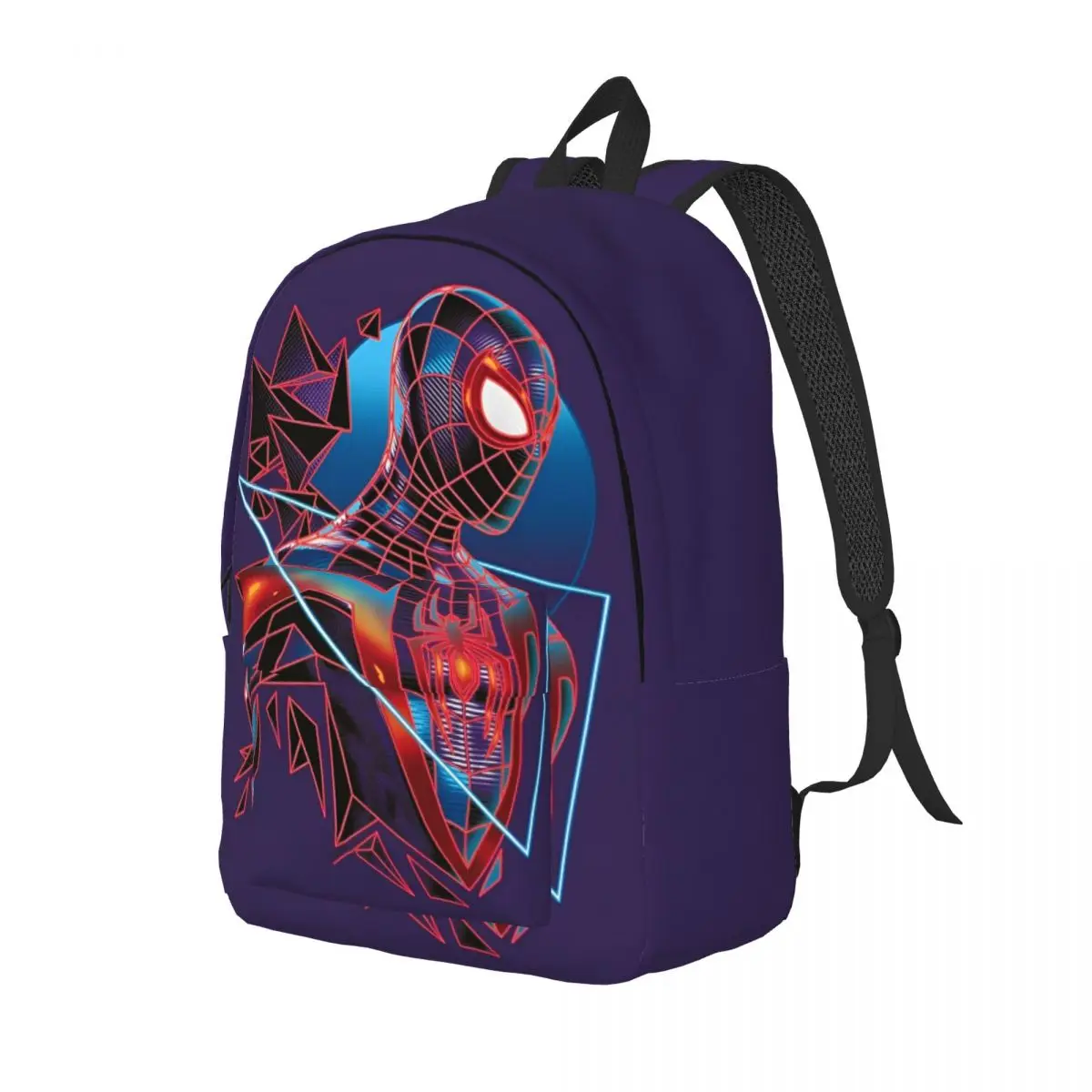 Spider Man Miles Morales Retro Geometric Shatter Poster Backpack University Backpacks Big High School Bags Streetwear Rucksack