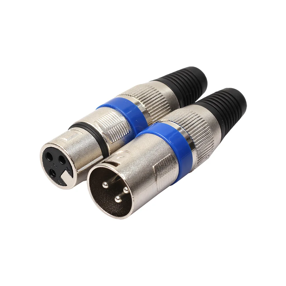 5 Pairs XLR 3 Pin Female Male MIC Jack Plug Audio Microphone Cable Wire Connector Power Adapter Blue NG4S Repair Replacement image 3