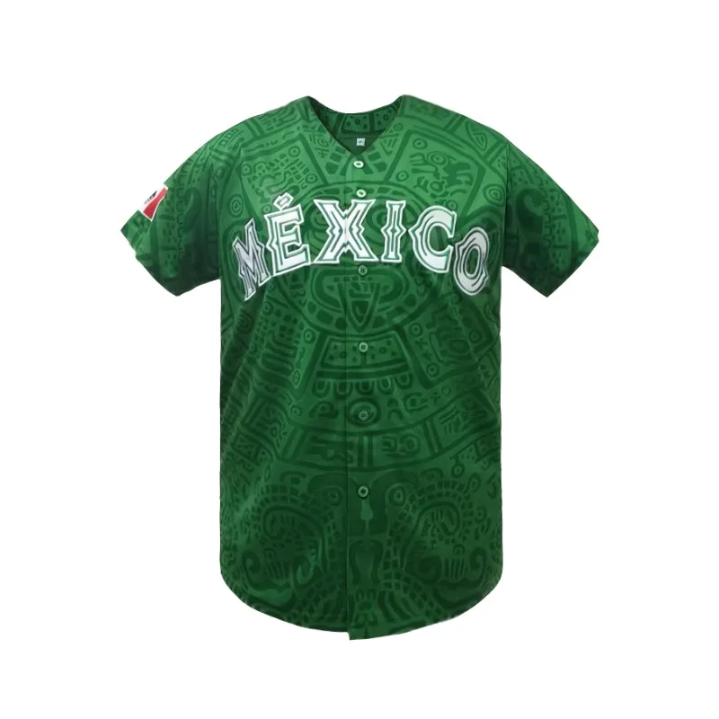 قميص بيسبول رجالي بأكمام قصيرة مع تطريز "MEXICO" قابل للتنفس وفضفاض مناسب للحفلات والرياضة والأنشطة الخارجية #5