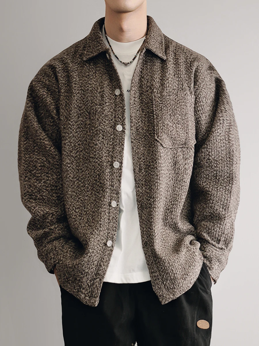 Mens Japanese Vintage Flannel Shirt Thick Warm Long Sleeve Loose Fit Plus Size High Quality Autumn Winter Soft Coat Harajuku Top