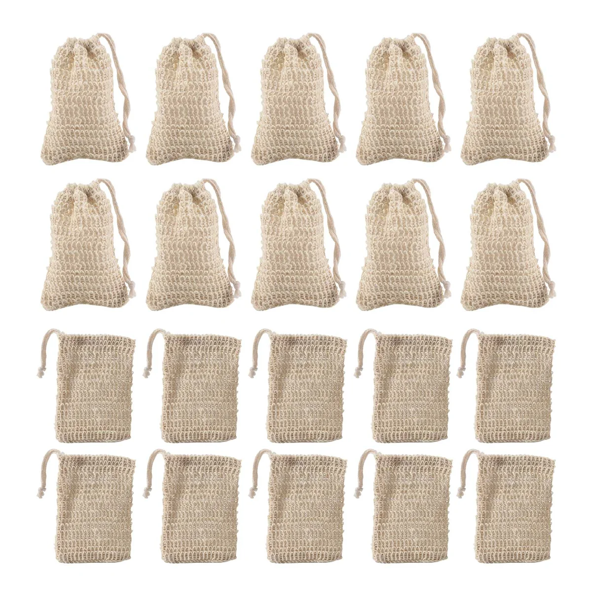 50Pcs Shower Bath Sisal Soap Bag Natural Sisal Soap Bag Exfoliating Soap Saver Pouch Holder