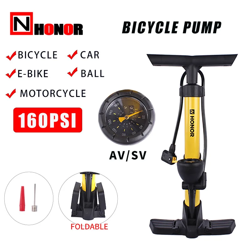 

Велосипедный насос 160PSI, мотоциклетный насос высокого давления, дорожный воздушный насос для шин, клапан Schrader Presta, электрический велосипедный насос, запчасти для велосипеда