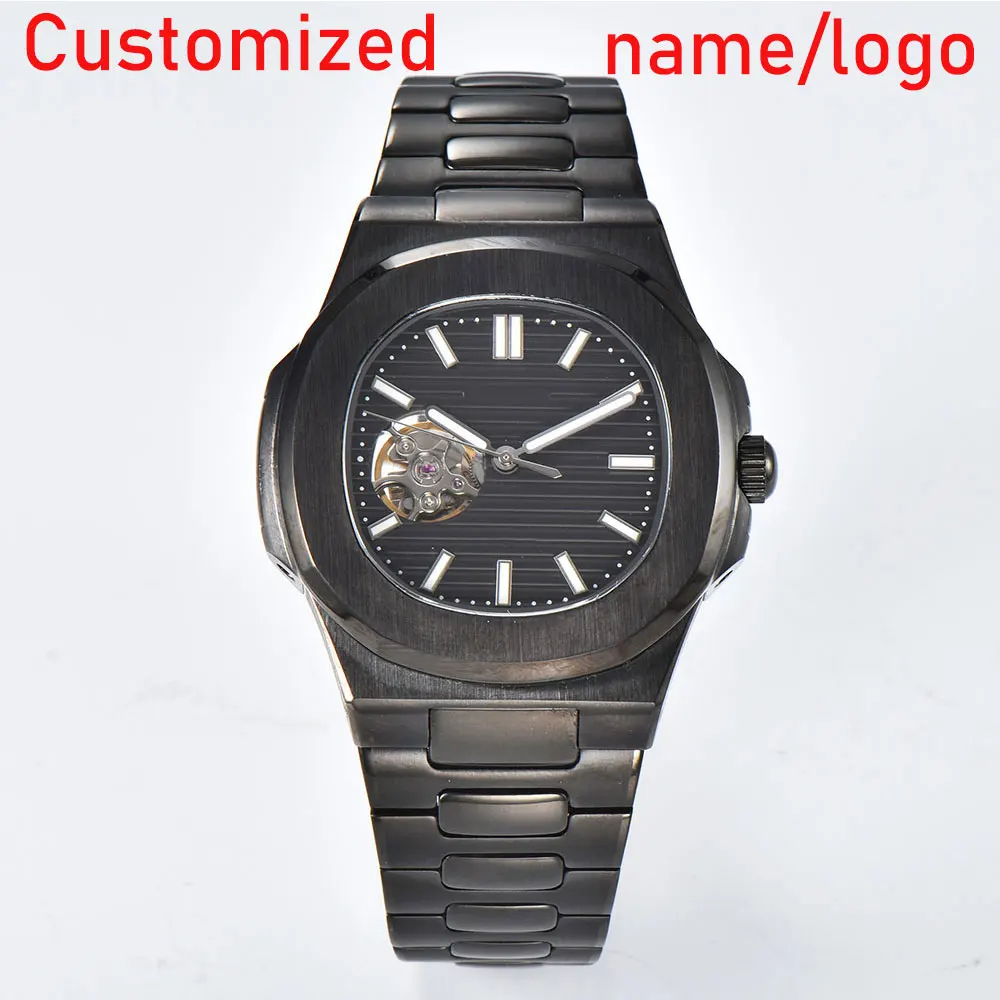 NH38 watch custom logo men\'s watch hollow dial stainless steel watch sapphire glass men\'s custom watch NH38 automatic movement