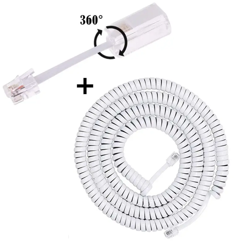 

2m Telephone Wire Anti Winding Device RJ9 4P4C Handle Wire Anti Winding Device With RJ9 Spring Wire Coil Telephone Receiver Wire