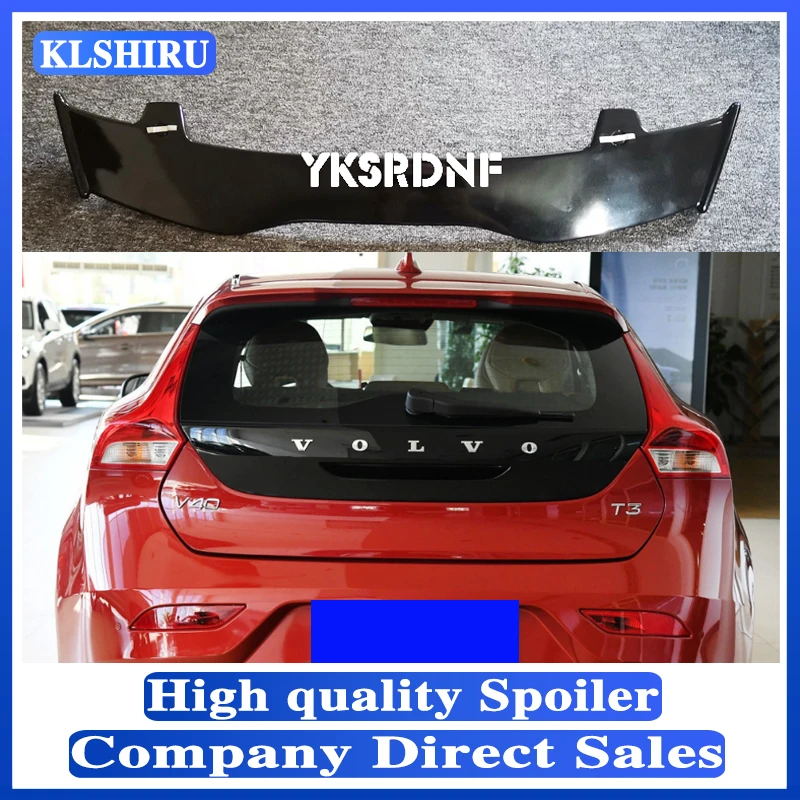 For Volvo V40 2013-2019 Spoiler ABS Plastic Carbon Fiber Look Hatchback Roof Rear Wing Body Kit Accessories