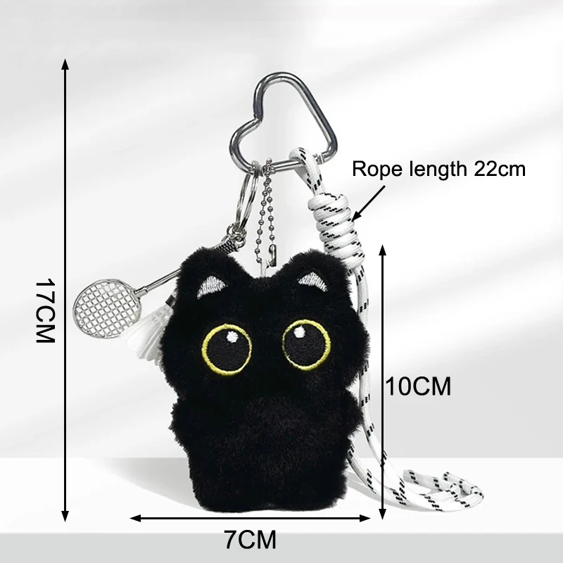 Simpatico cartone animato gatto nero portachiavi borsa ciondolo zaino ornamenti appesi adorabile piccolo gatto bambola animale portachiavi auto regalo per bambini
