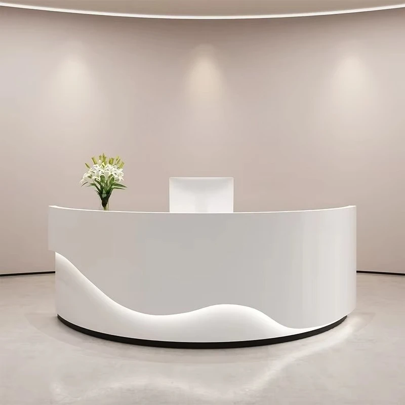 Curved Painted Semi-Circular Reception Desk Bar Cabinet For Medical Postpartum Training Centers Consultation Service Reception