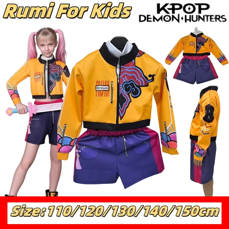

Anime K-Pop Mira Rumi Zoey Demon Hunters Cosplay Costume for Girls Halloween Party Stage 3D Printed Pattern Role Play Clothes