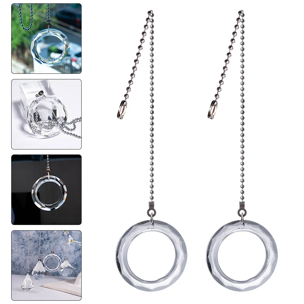 

2Pcs Crystal Ring Light Pendant Fan Pull Chain for Ceiling Fan Lamp Decorative Hanging Accessory Home Decor Upgrade