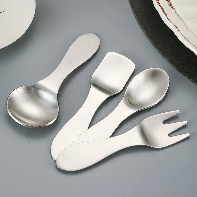 

304 Stainless Steel Ice Cream Spoon | Deepened Square Design - Cute Cake Fork for Ice Cream, Watermelon & Desserts