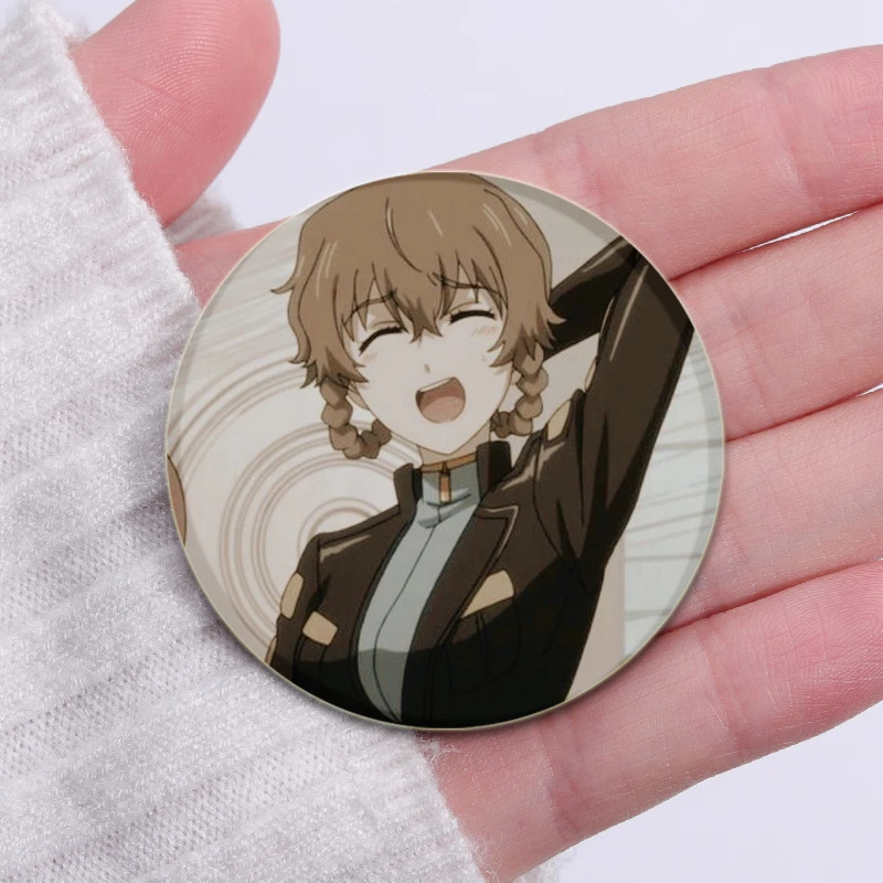 Broches de figuras de Anime Steins Gate de 32/44/58mm, alfileres esmaltados hechos a mano, insignia de Cosplay para Collar, mochila, sombrero, regalos de decoración