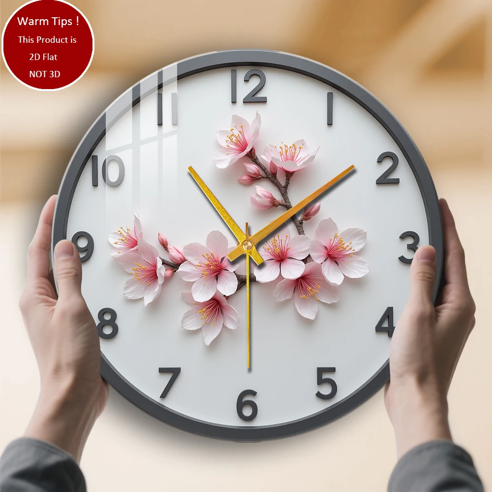 

Настенные часы из закаленного стекла, декоративные настенные часы с вишневым цветом, подходящие для настенного декора или настольного дисплея в любом месте