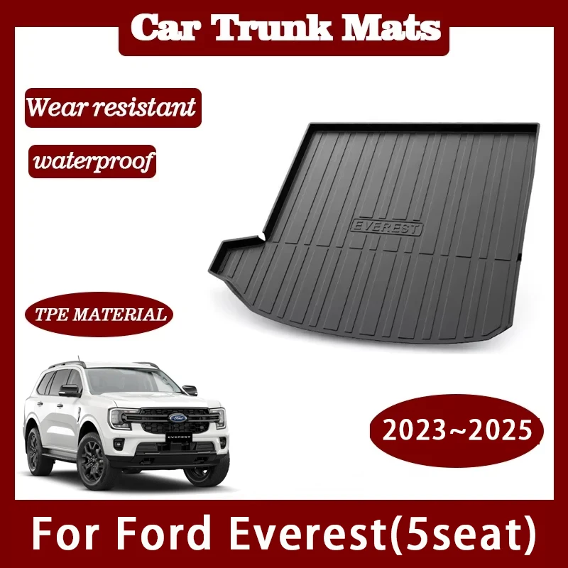 Car TPE Boot Mat For Ford Everest U704 2023 2024 2025 5seat Waterproof Back Seat Mat Trunk Storage Pad Mud Liner Car Accessories