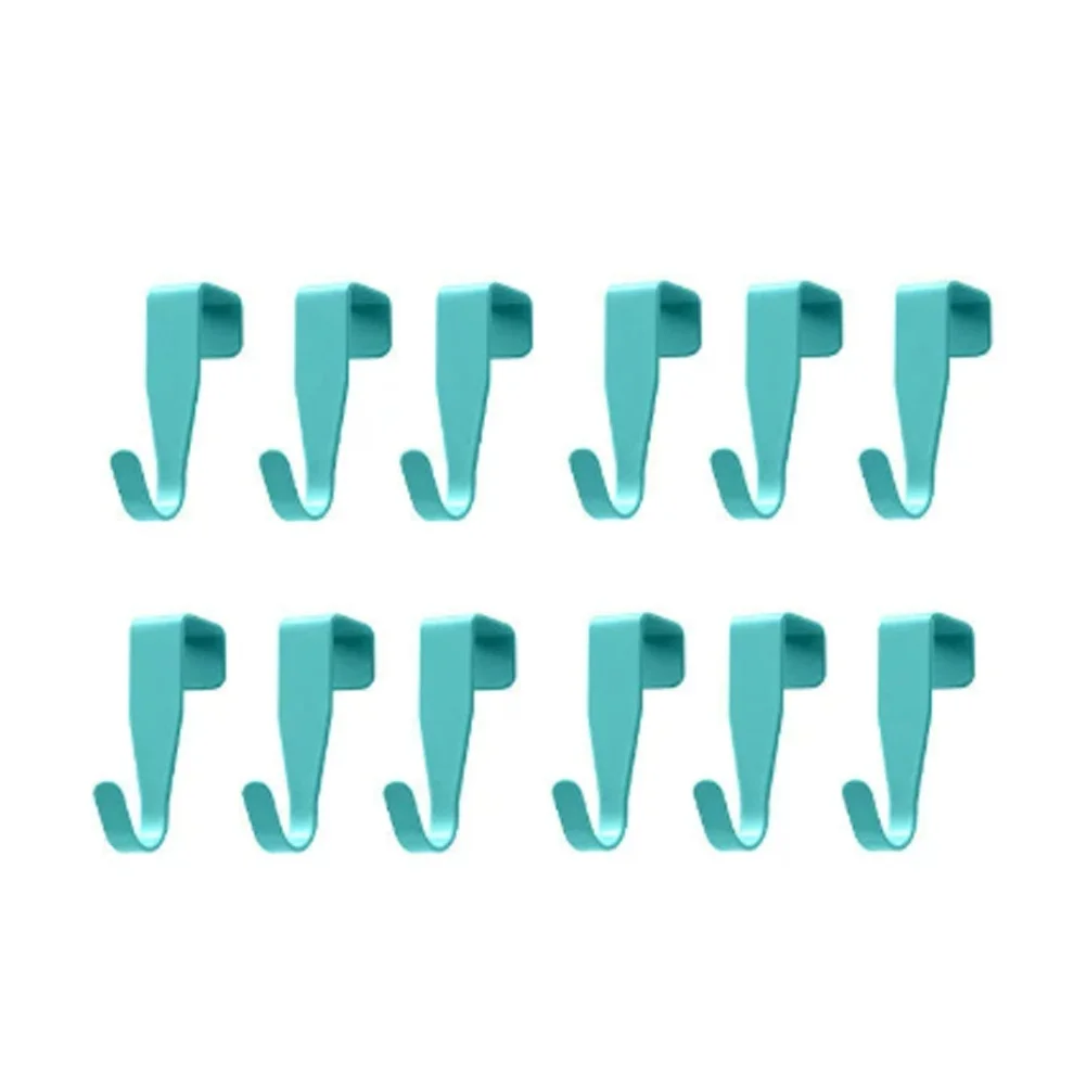 Set of 12 Carbon Steel Back-Hanging Hooks for Small Tool Management on Doors with Minimalist Functional Design