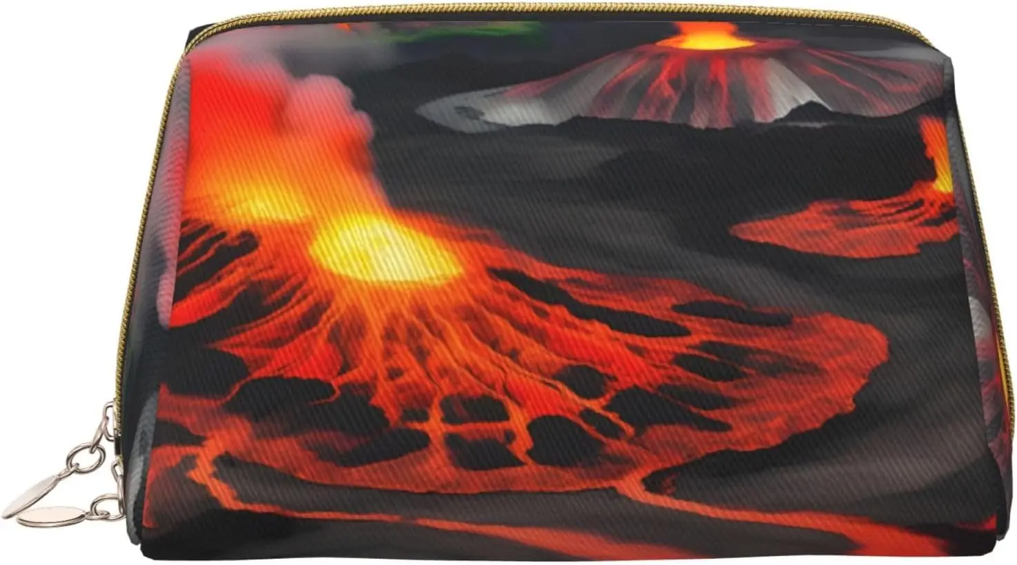 

Kilauea Volcanos Print Leather zipper makeup bag Cosmetic Pouch Travel Organizer Toiletry Clutch
