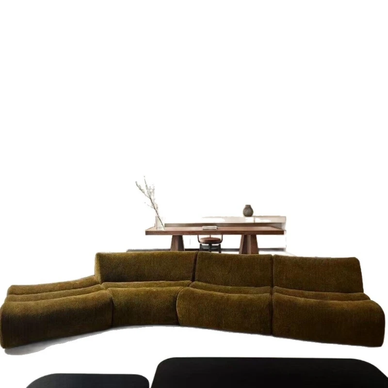 Medieval cream style, Nordic modern style, chenille sofa, living room minimalist bamboo sofa, light luxury