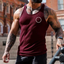 Summer New Trend Casual Knit Vertical Stripes Fitness Sports Casual Slim Men's Vest Men's I Shaped Vest Show Figure Men