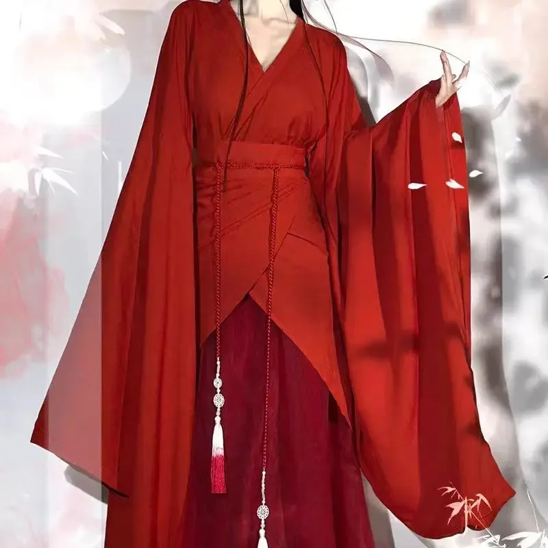 

Поясающий костюм с перекрестным вырезом на Хэллоуин, карнавал, древний китайский костюм Wuxia, женский оригинальный костюм Hanboks Wei Jin Hanfu, новинка 2025 года