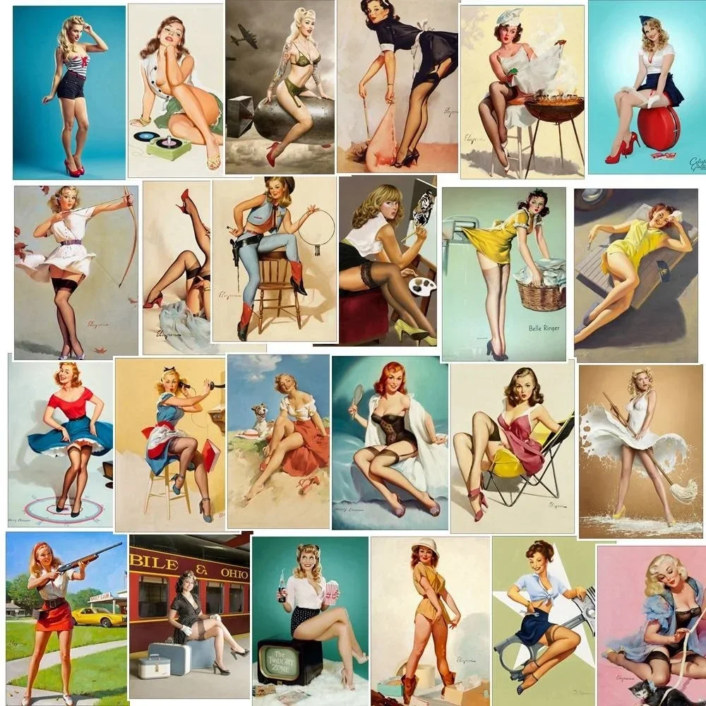 25Pcs / Pack World War II Pin-up Girls Stickers Sexy Girl Sticker for Laptop Luggage Refrigerator Skateboard