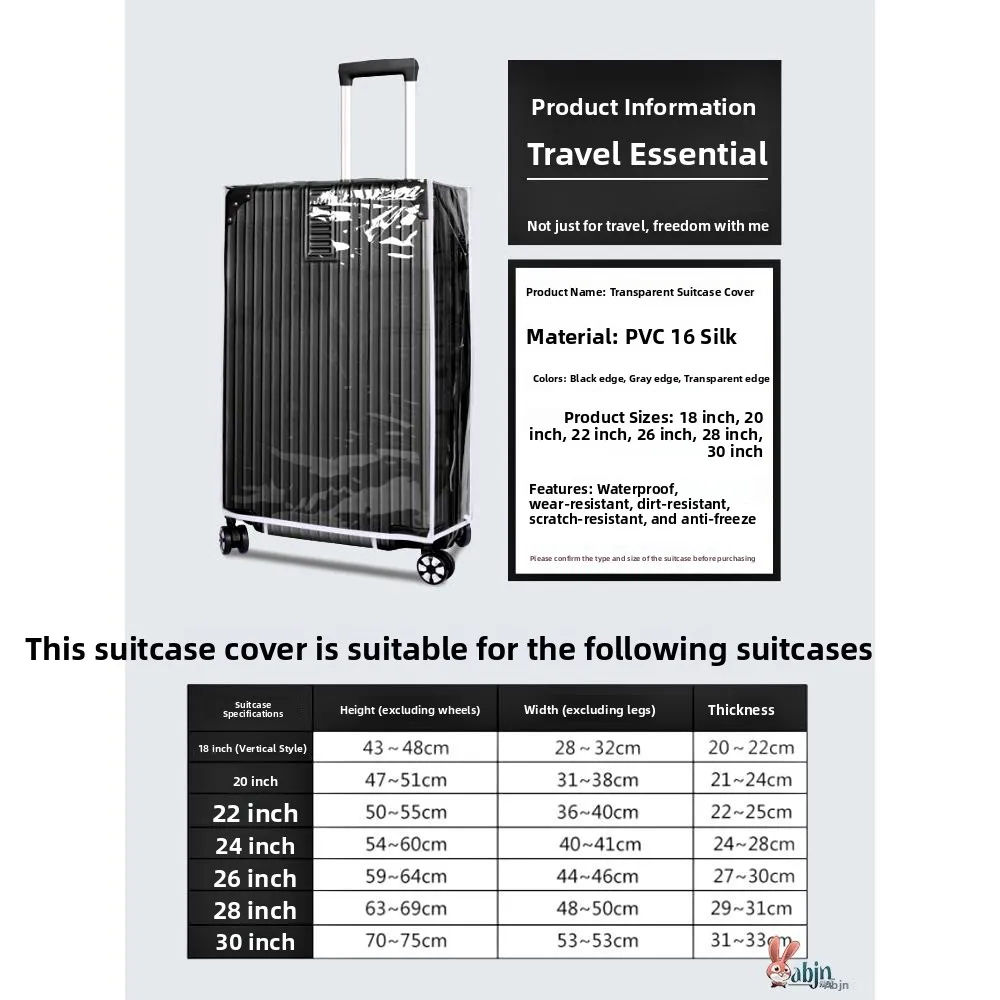 

Transparent PVC 24 Inch Lage Protection Cover Waterproof Dustproof Travel Bag Handle Cover Bag Accories