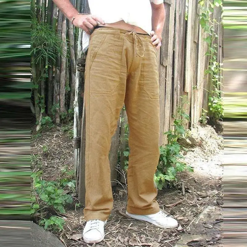 

Men's Casual Workwear Trousers with Belt 2023 Autumn Faion Straight Leg Long Pants Khaki Color Pure mid Waist