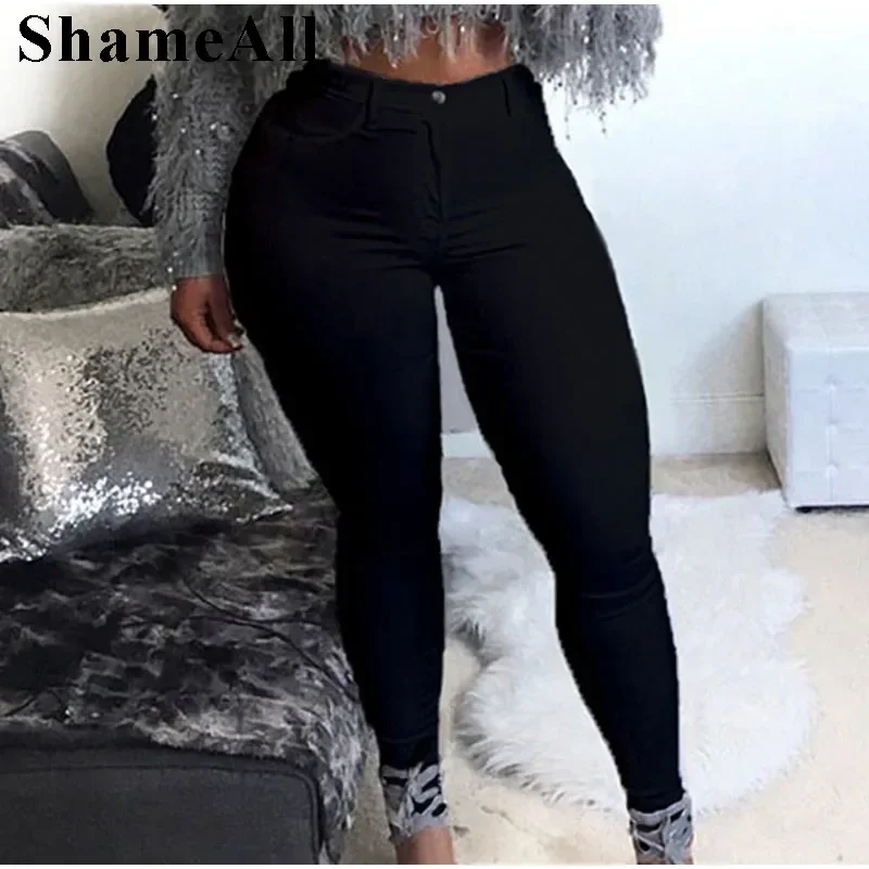 High Waist Stretchy Skinny Wine Red Army Green Slim Fit Jeans Bodycon Pencil Denim Pants Lady Indie Super Elastic Trousers Jean