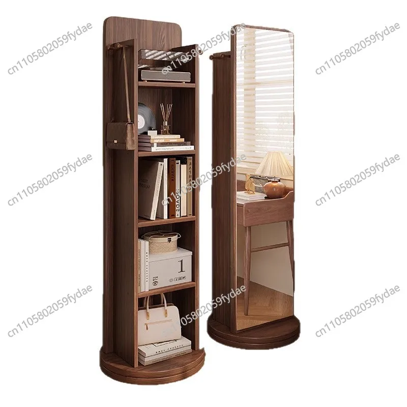 360° Rotating Full Length Floor Mirror with Storage Shelves  Modern Standing Dressing Mirror for Living Room  Bedroom Furniture