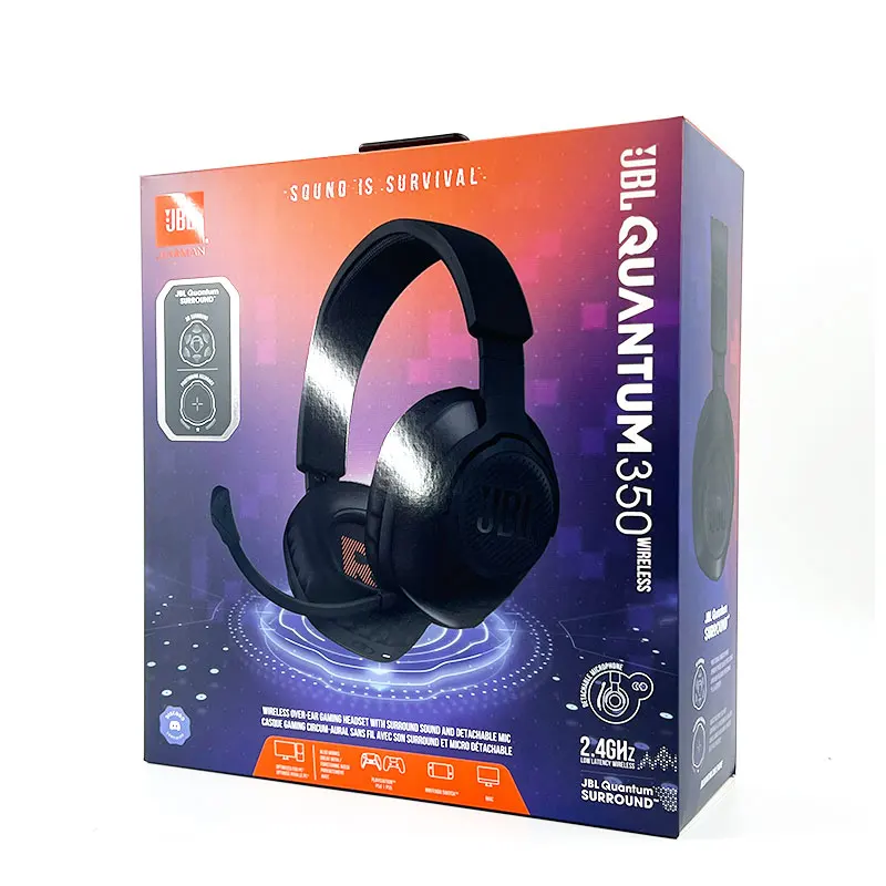 JBL Quantum 350 Wireless Gaming Headset Gamer Headphones with Microphone 2.4GHz Low Latency 40mm Driver Size for PS4 PS5 Switch