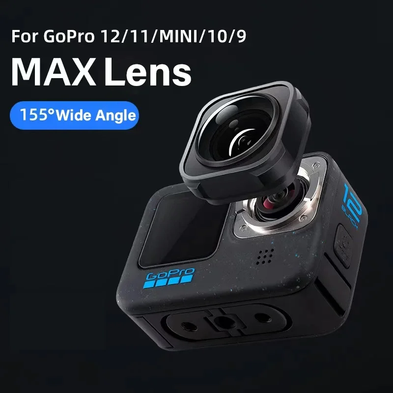 Для объектива Go Pro Max Mod Fov 155. °   Широкоугольный объектив 5 м, водонепроницаемый противотрясающий объектив для Gopro 13 12 11 109, черные аксессуары для камеры