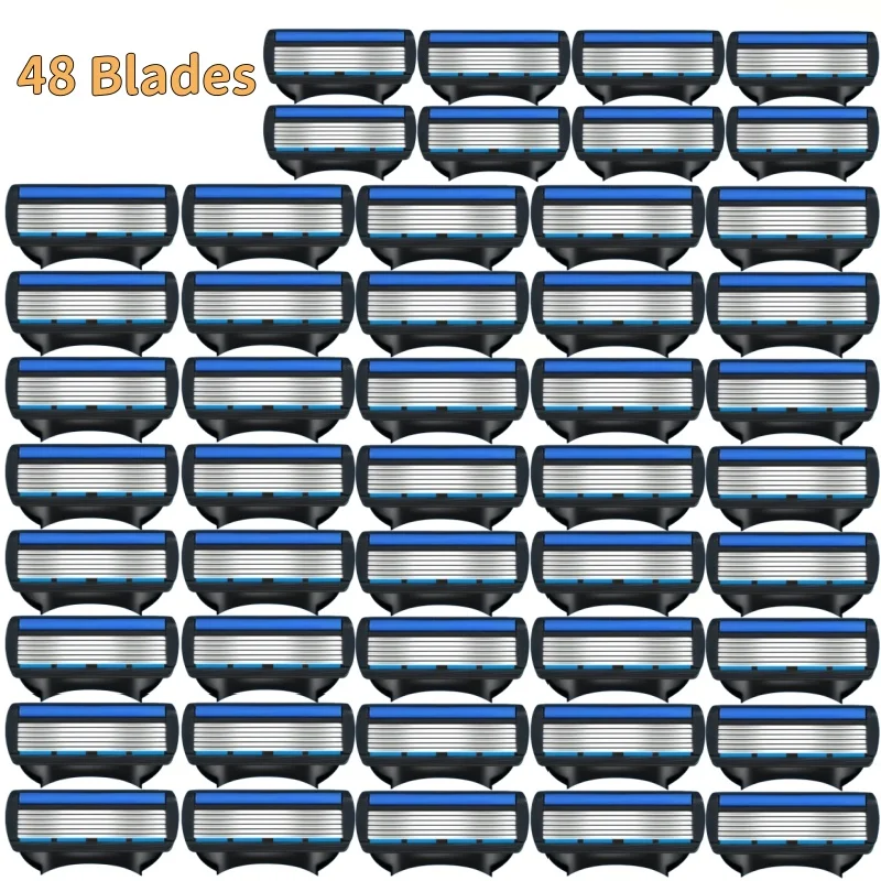 

4/8/12/24/48 pcs 6-Blade Stainless Steel Razor for Sensitive Skin Close Comfortable Shave Classic Retro Design Long-lasting