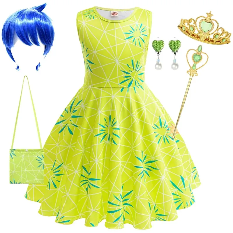 

XT8Cartoon Disgust Inside Cosplay Costume Girls Joy Princess Dress Children Halloween Birthday Carnival OutfitsXT6@!