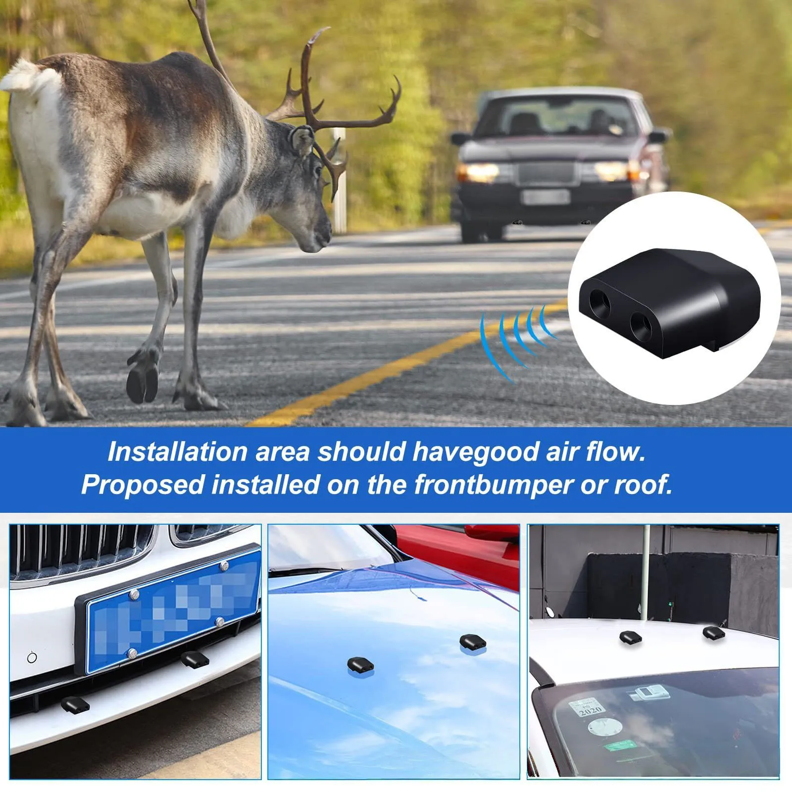 8Pcs Deer Whistles for Car Animal Repeller with Double-Sided Tape for Bumper Grill Automatic Sound 35km/h to Prevent Collisions
