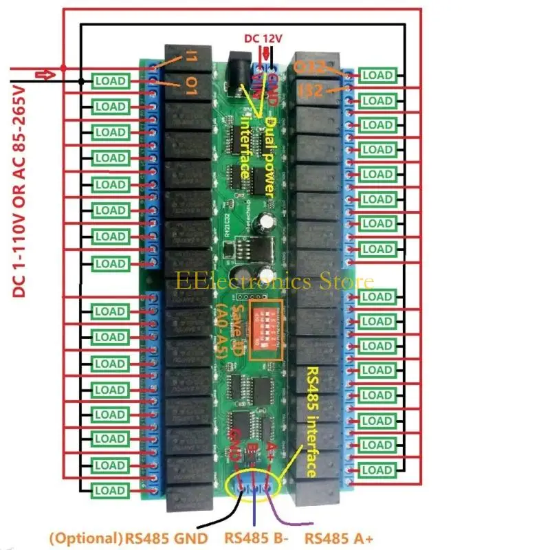 

Модуль Модбус РТУ канала Б03К промышленный 32 для управления освещением СИД мотора