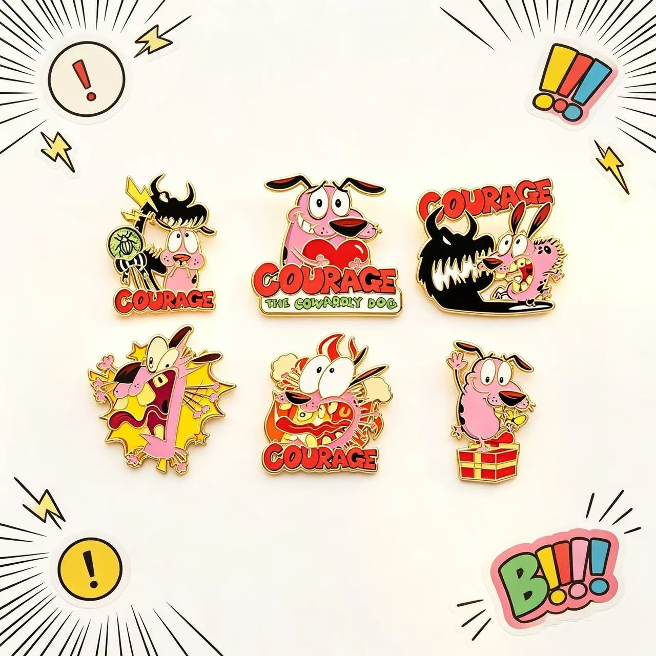 6Pcs Retro American Cartoon Dog Enamel Pins, Funny Animation Brooches for Backpack Jacket Decor Gift