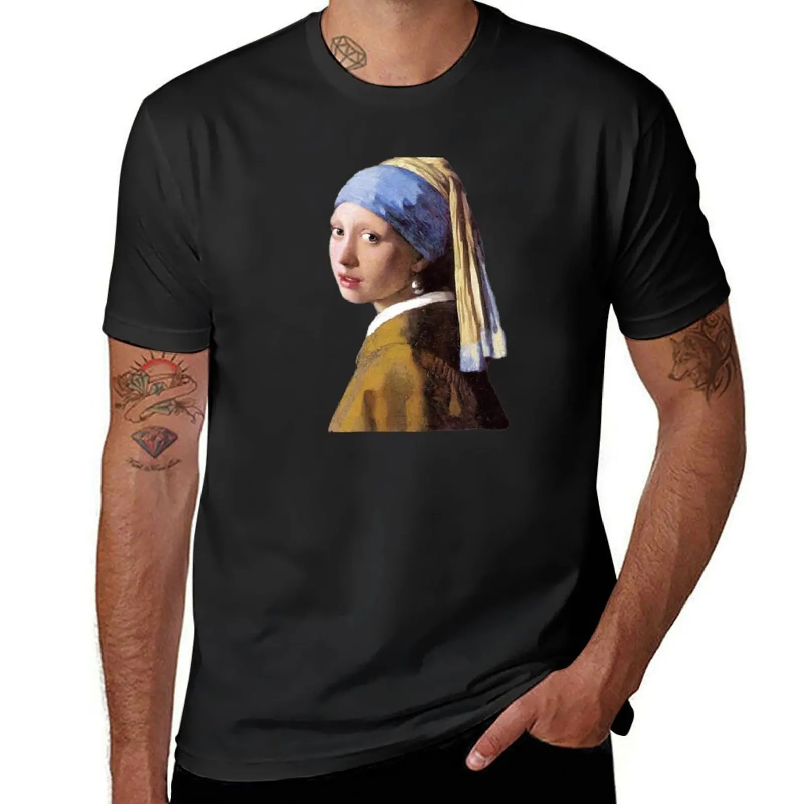 girl with a pearl earring T-Shirt cute tops sports fans blacks sublime plain t shirts men
