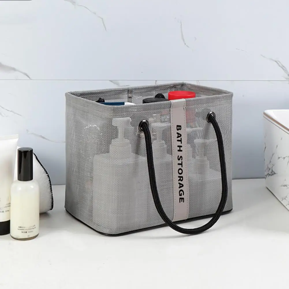 Borsa organizer da bagno Borsa da toilette portatile in rete con manico per viaggi Cestino organizer per doccia ad asciugatura rapida Borsa per trucco resistente