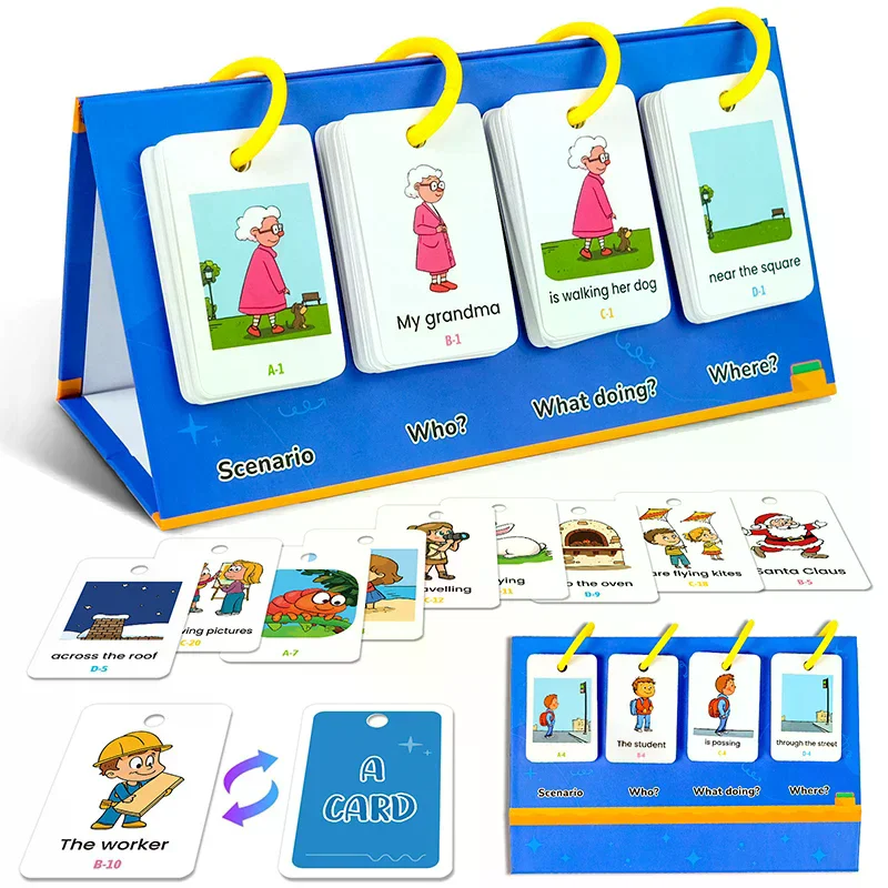 English Learning Pocket Chart Calendar Set For Kids 3-10 - Sentence Building Puzzle Games, Word Games, Phonics Flash Cards
