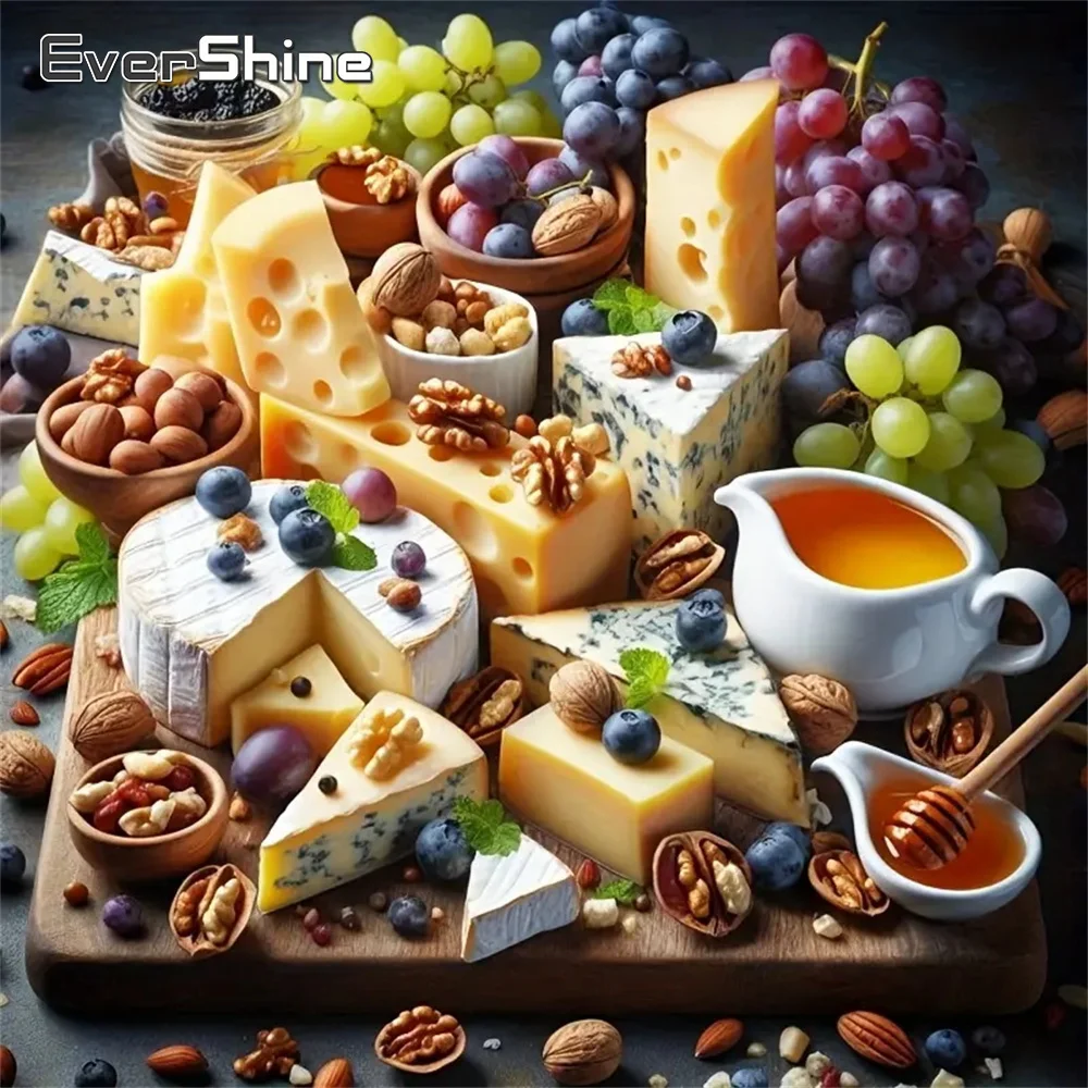 Evershine Diamond Painting Cake Dessert DIY Acrylic Craft Supplies Grape Fruit Diamond Mosaic Landscape New Arrival Handicraft