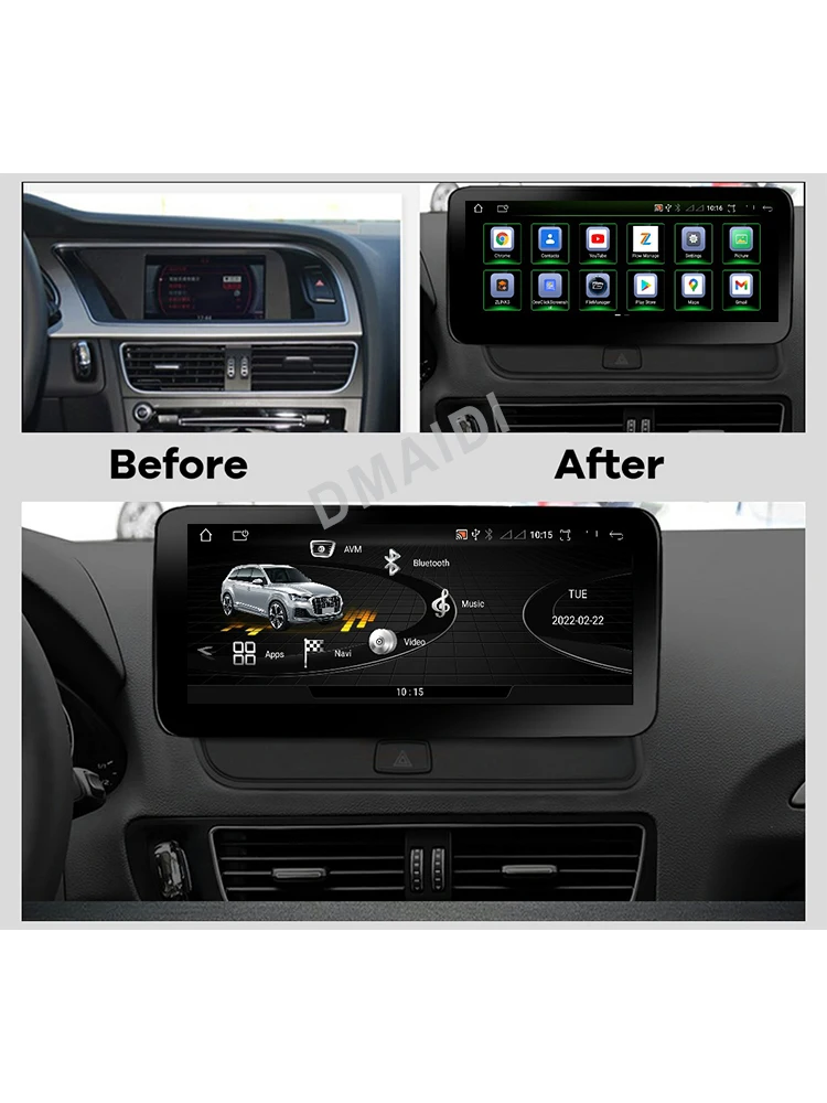 Android 11 GPS Navigation Wireless Apple CarPlay Android Auto For Audi Q5 2009-2017 Car Multimedia Video Player Stereo Screen