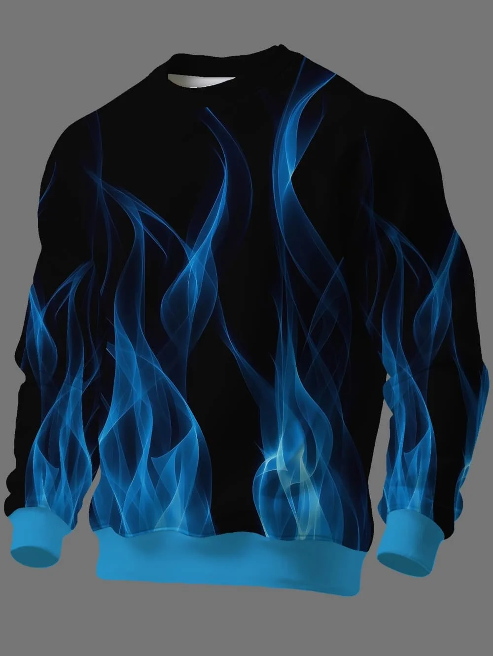 Sweatshirts for Men Gradient Flame 3D Print Long Sleeve Round Neck Loose Hoodies Fashion Thin Tops Outdoor Casual Men's Clothing
