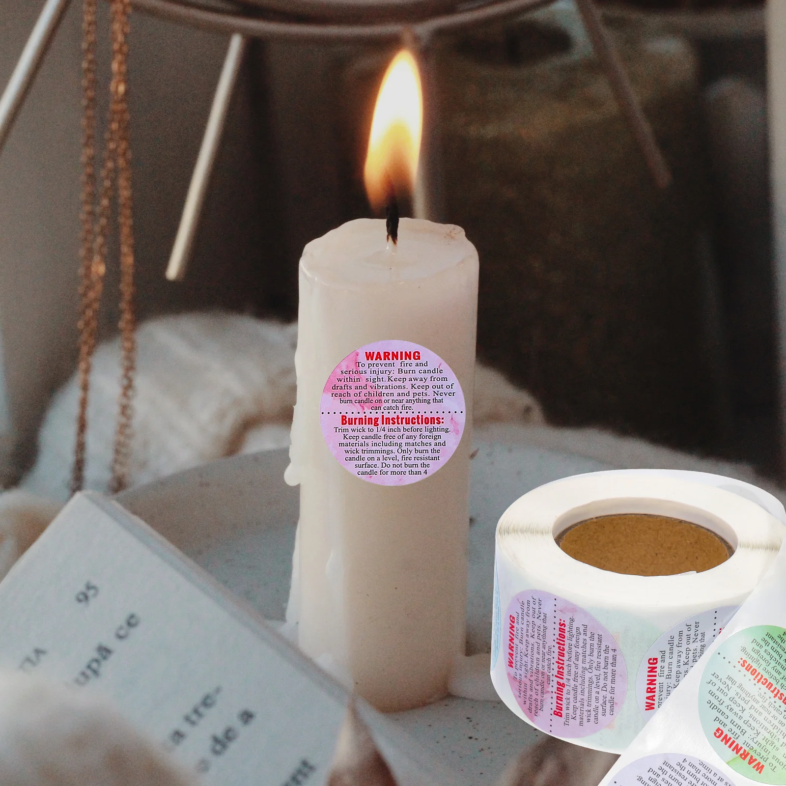 

2 Rolls Round Warning Labels Sticker For Jar Container Safety Decal Durable Sealing Strip Adhesive Packaging Label Wax