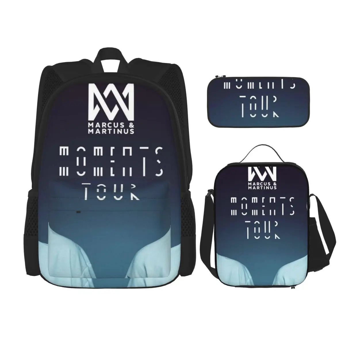 

Marcus And Martinus Sweden Norway Eurovision Backpacks Students School Bags Kids Rucksack Lunch Bag Pen Bag Three-Piece Set