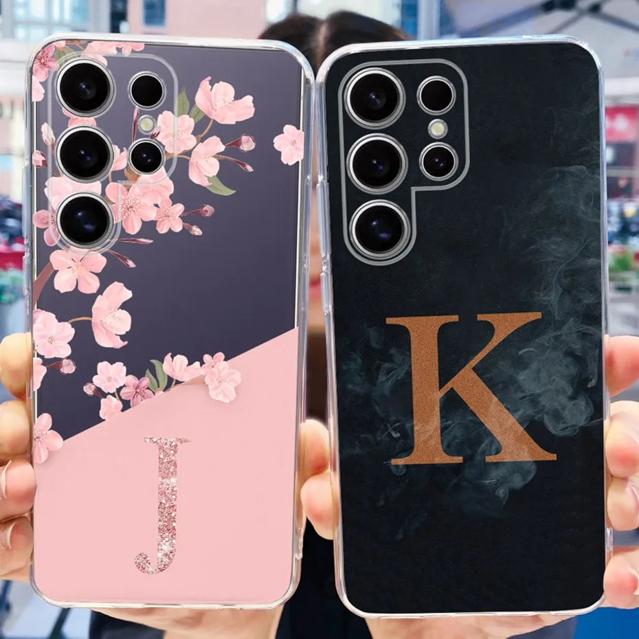 Case For Samsung Galaxy S24 Ultra S24+ S24 2024 Fashion Flower Letter Soft Silicone TPU Bumper For Samsung S24 Plus S 24 24Ultra