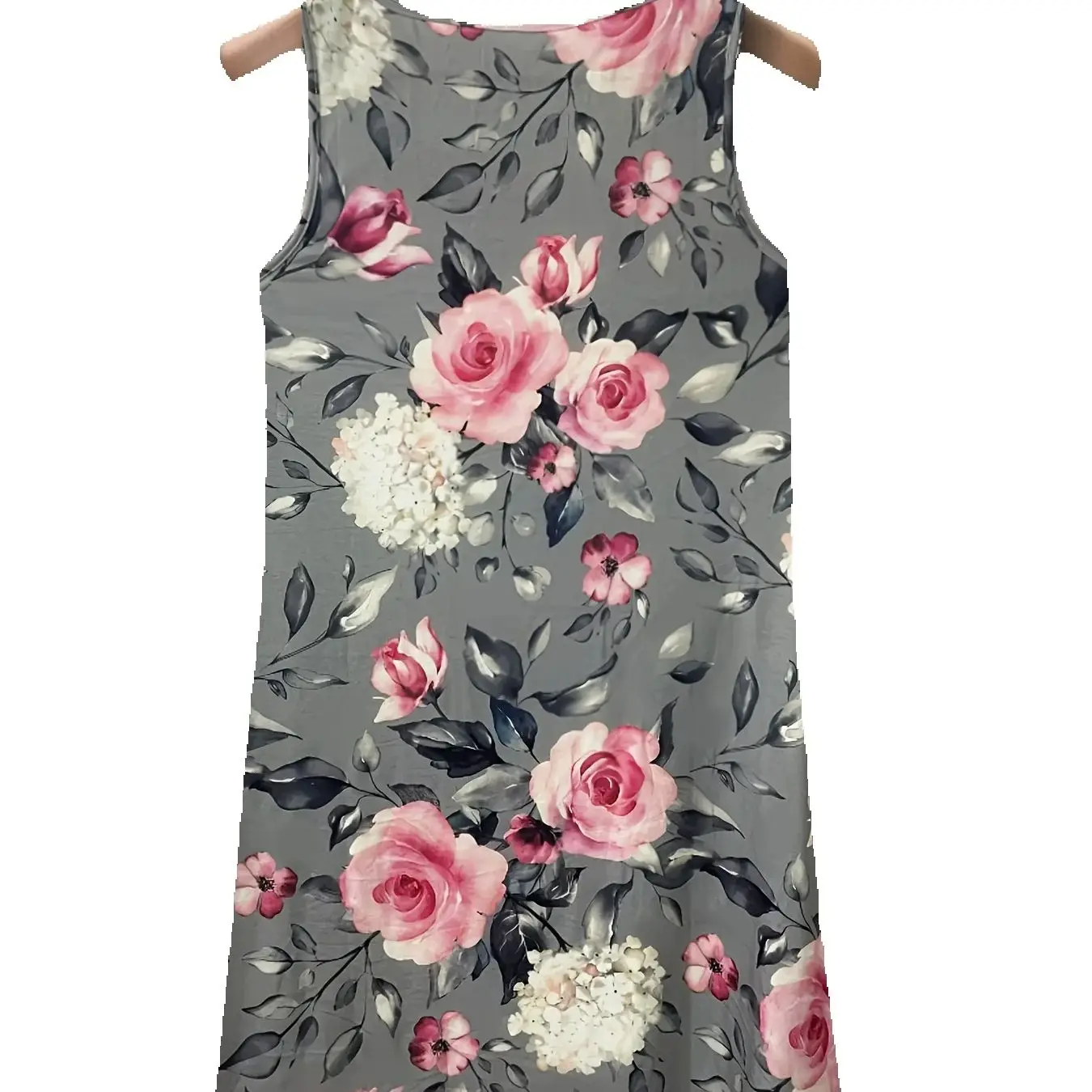فستان نسائي على شكل حرف A بدون أكمام بطبعة زهور، فستان صيفي للعطلات، رقبة دائرية، بلوزة مناسبة وتنورة واسعة، فساتين شاطئ بوهيمية